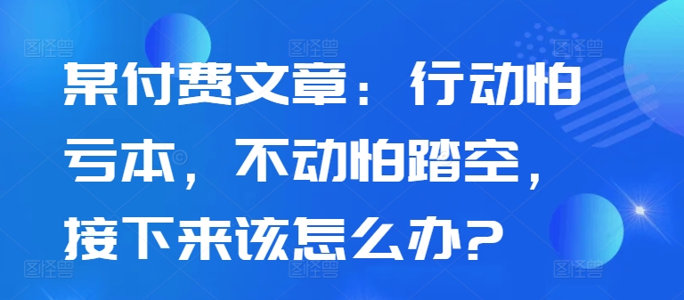 某付费文章：行动怕亏本，不动怕踏空，接下来该怎么办?-金融资料分享