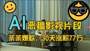 蓝海赛道，AI恶搞影视片段，条条爆款，30天涨粉77万，全流程拆解【揭秘】-金融资料分享