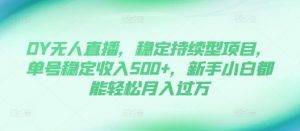 DY无人直播,稳定持续型项目,单号稳定收入500+,新手小白都能轻松月入过万【揭秘】-金融资料分享