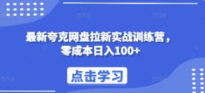 最新夸克网盘拉新实战训练营,零成本日入100+-金融资料分享