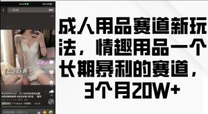 成人用品赛道新玩法，情趣用品一个长期暴利的赛道，3个月收益20个【揭秘】-金融资料分享