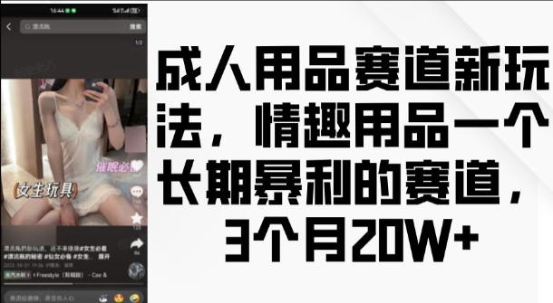 成人用品赛道新玩法，情趣用品一个长期暴利的赛道，3个月收益20个【揭秘】-金融资料分享