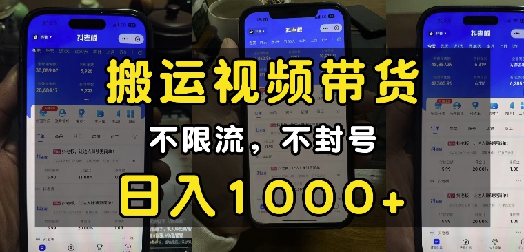 “小白必看”搬运视频带货玩法,不限流,不封号,纯自然流,日入1k-金融资料分享