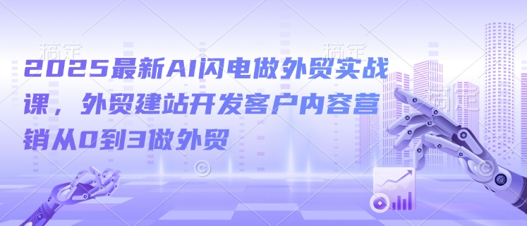 2025最新AI闪电做外贸实战课,外贸建站开发客户内容营销从0到3做外贸-金融资料分享