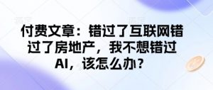 付费文章:错过了互联网错过了房地产,我不想错过AI,该怎么办?-金融资料分享