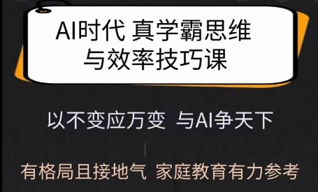 Ai时代真学霸思维与学习方法课,有格局且接地气,家庭教育有力参考-金融资料分享