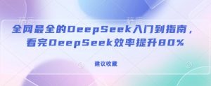 全网最全的DeepSeek入门到指南，看完DeepSeek效率提升80%(建议收藏)-金融资料分享