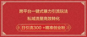 跨平台一键式暴力引流玩法，私域流量高效转化日引流300 +精准创业粉-金融资料分享