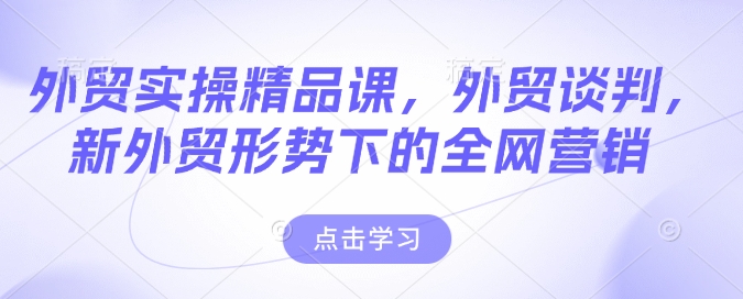 外贸实操精品课，外贸谈判，新外贸形势下的全网营销-金融资料分享