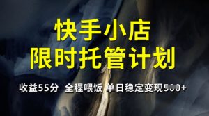 快手小店限时托管计划,收益55分,全程喂饭,单日稳定变现5张【揭秘】-金融资料分享