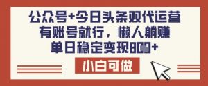 公众号+今日头条双代运营，有账号就行，单日稳定变现8张【揭秘】-金融资料分享