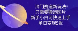冷门赛道新玩法，只需要搬运图片，新手小白可快速上手，单日变现多张-金融资料分享