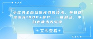 小红书全自动曝光引流技术，单日精准曝光1000+客户，一键启动，小白也能当天引流【揭秘】-金融资料分享