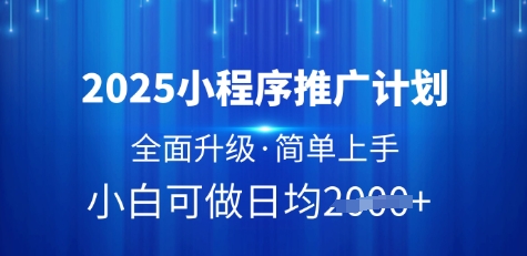 2025小程序推广计划，全面升级，简单上手，日均多张【揭秘】-金融资料分享