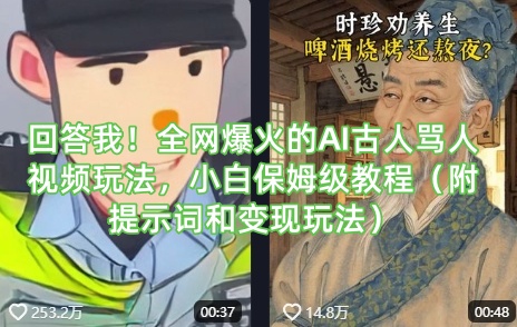 回答我!全网爆火的AI古人骂人视频玩法,小白保姆级教程(附提示词和变现玩法)-金融资料分享
