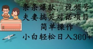 条条爆款，视频号夫妻搞笑对话项目，简单操作，小白轻松日入3张+-金融资料分享