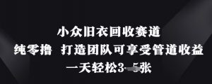 小众旧衣回收赛道，纯零撸 打造团队可享受管道收益，一天轻松3张-金融资料分享