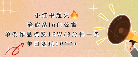 小红书超火的治愈系loft公寓,单条作品点赞16W,3分钟一条,单日变现数张-金融资料分享