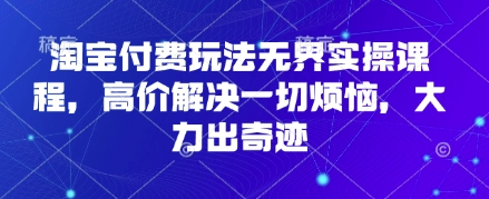 淘宝付费玩法无界实操课程,高价解决一切烦恼,大力出奇迹-金融资料分享