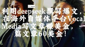 出海搞钱!利用deepseek撰写爆文,在海外自媒体平台Vocal Media写文章挣美金,一篇文章60刀-金融资料分享