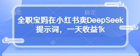 全职宝妈在小红书卖DeepSeek提示词，一天收益1k-金融资料分享