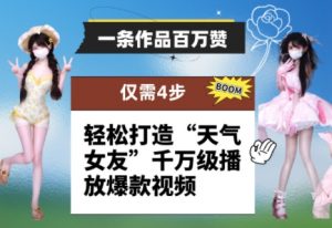 一条作品百万赞！ 只需4步，轻松打造“天气女友”千万级播放爆款视频-金融资料分享