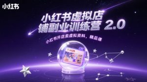 小红书虚拟店铺副业训练营2.0，小红书开店卖虚拟资料，精品课-金融资料分享
