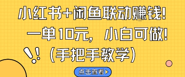 小红书+闲鱼联动挣钱，一单10元，小白可做-金融资料分享
