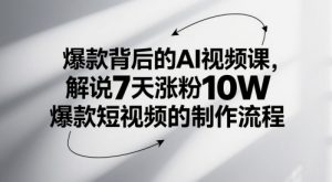 爆款背后的AI视频课,解说7天涨粉10W爆款短视频的制作流程-金融资料分享