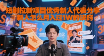 短剧拉新项目优秀新人代表分享新人怎么月入过1W的诀窍-金融资料分享