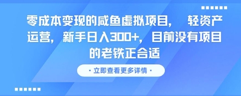 零成本变现的咸鱼虚拟项目, 轻资产运营,新手日入3张+,目前没有项目的老铁正合适-金融资料分享