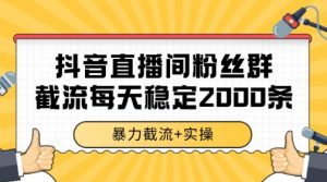 抖音直播间粉丝群暴力截流，一台电脑每天稳定2000条数据【揭秘】-金融资料分享