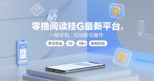 零撸阅读挂G最新平台,一部手机即可操作,单日收益50-3张+轻轻松松【揭秘】-金融资料分享
