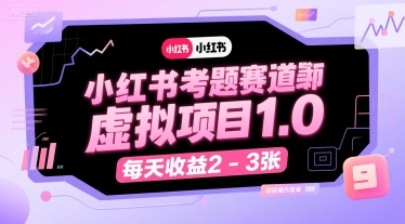 小红书考题赛道虚拟项目1.0,项目操作简单,每天收益2-3张-金融资料分享