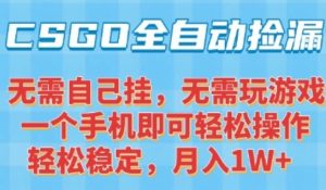 CSGO自动捡漏项目,最新独家玩法,一个手机可操作,新手小白轻松月入1W+,操作简单易上手【揭秘】-金融资料分享