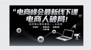 电商峰会最新线下课，电商人破局，如何用AI降本增效，AI应用-全域推广-直播运营-付费流量-金融资料分享