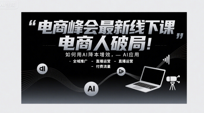 电商峰会最新线下课，电商人破局，如何用AI降本增效，AI应用-全域推广-直播运营-付费流量-金融资料分享