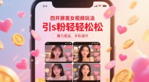 四开屏美女视频玩法,引s粉轻轻松松,暴力掘金,手机操作【揭秘】-金融资料分享