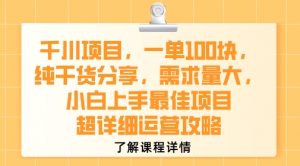 千川项目，一单1张，纯干货分享，需求量大，小白上手最佳项目，超详细运营攻略-金融资料分享