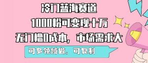 冷门蓝海赛道,1000粉可变现十W,无门槛0成本,市场需求大,可多领域做,可复制性强-金融资料分享