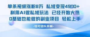 单条视频私域变现4.9k+利用AI做私域玩法 已经开始火热0基础也能做的副业项目轻松上手-金融资料分享