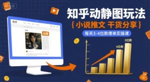 小说推文干货分享之知乎动静图玩法,每天3-4位数爆单实操课-金融资料分享