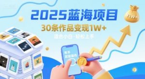 2025蓝海项目30条作品 变现1w+ 有手就能操作适合小白做-金融资料分享