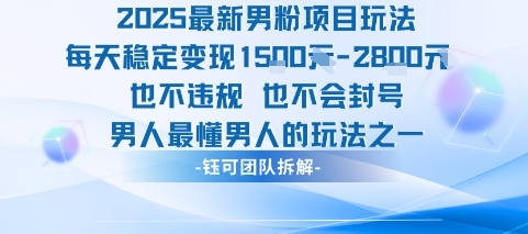 2025最新男粉项目玩法每天变现1k+也不违规也不会封号男人最懂男人的玩法-金融资料分享