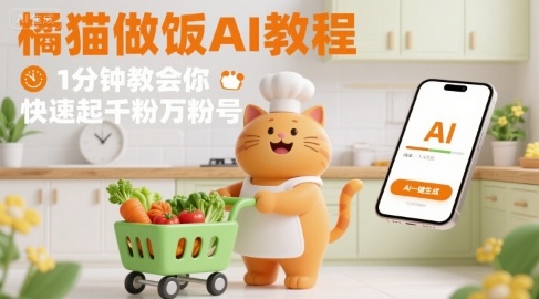 有趣的橘猫买菜做饭视频，用AI一键搞定，1分钟教会你，快速起千粉万粉号-金融资料分享