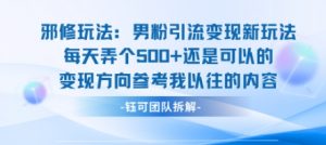 邪修玩法：男粉引流变现新玩法每天弄个5张还是可以的变现方向参考我以往的内容-金融资料分享