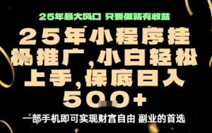 微信小程序挂G推广,解放双手,保底日入5张【揭秘】-金融资料分享