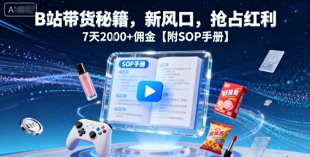 B站带货秘籍,新风口,抢占红利,7天2k+佣金【附SOP手册】-金融资料分享