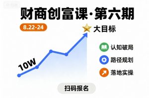 财商创富课第六期8月22-24号,如何从10W起步,一步步实现大目标-金融资料分享