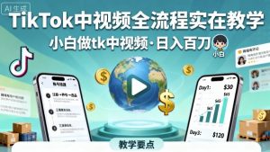 TikTok中视频全流程实操教学,小白做tk中视频,日入百刀-金融资料分享